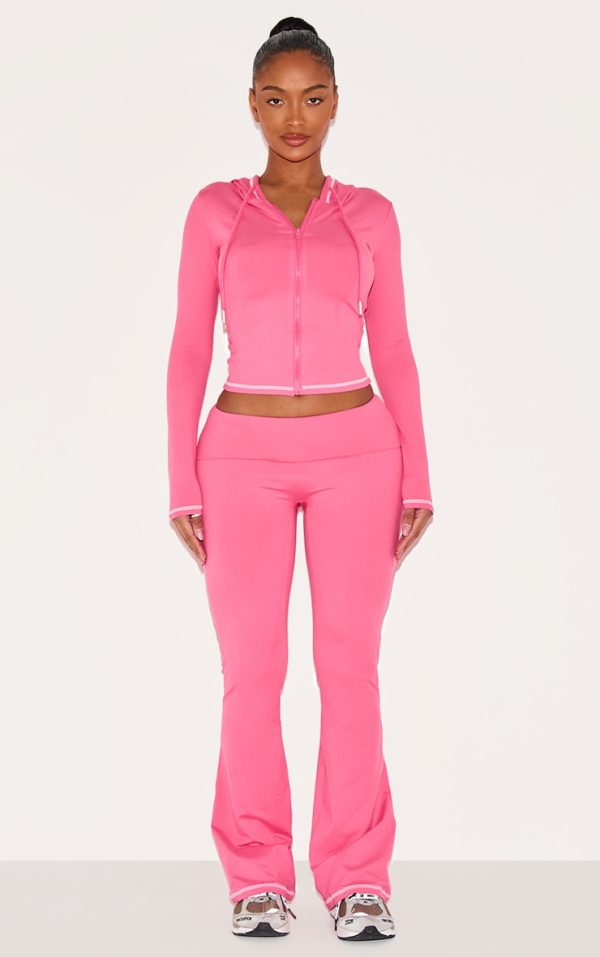 Shape Hot Pink Sculpted Contrast Stitch Foldover Waist Flare Pants