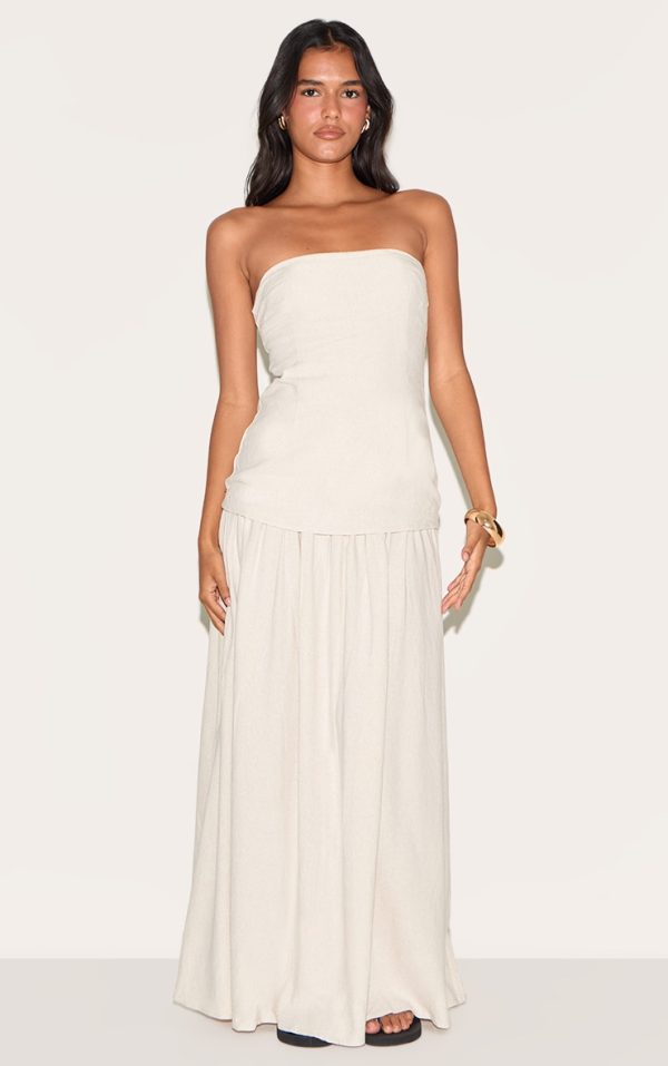 Cream Bandeau Long Line Maxi Dress