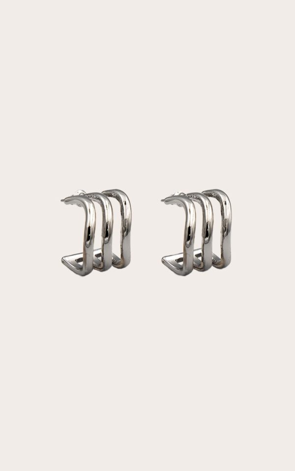 Silver Ridge Wave Hoop Earrings