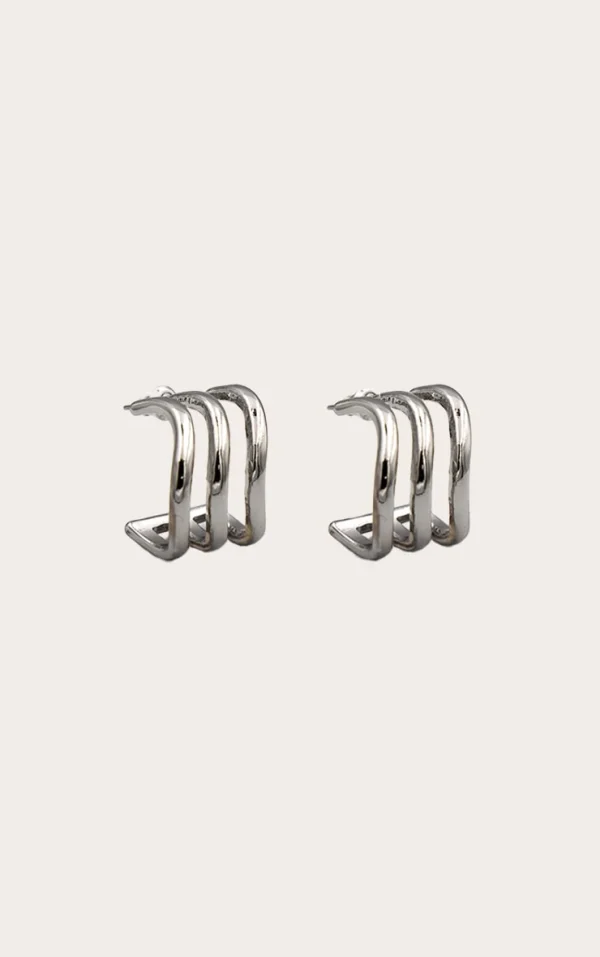 Silver Ridge Wave Hoop Earrings