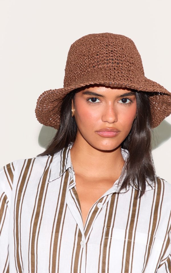 Chocolate Raffia Bucket Hat
