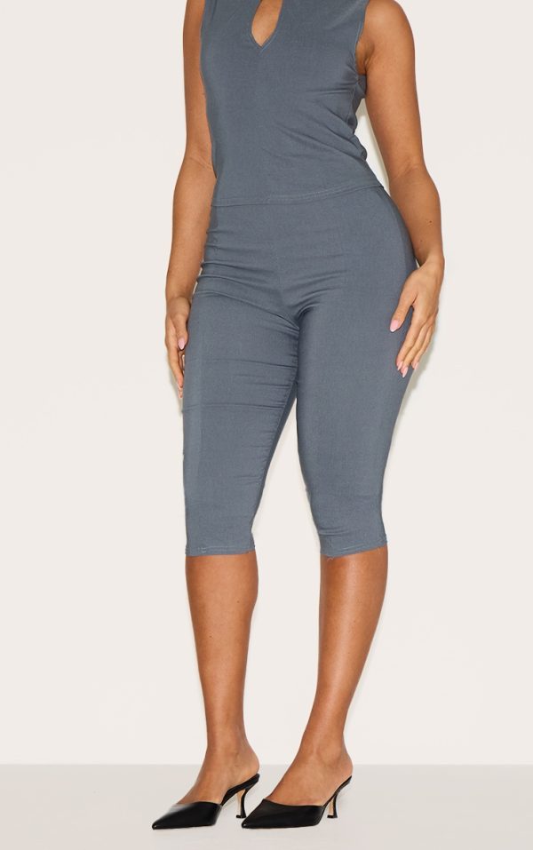 Shape Charcoal Stretch Woven Pintuck Capri Pants
