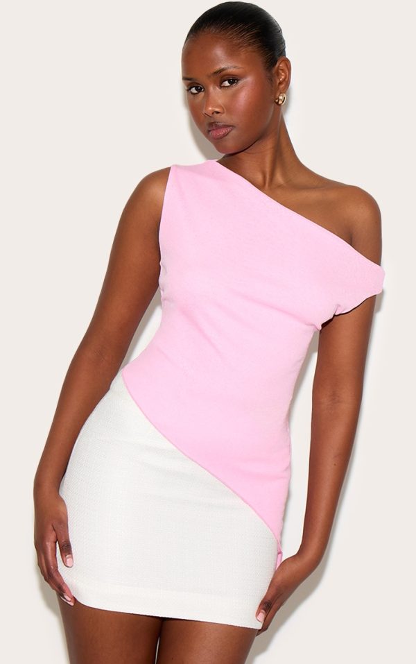 Candy Pink Burnout Mesh Asymmetric Long Top