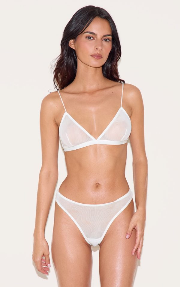White Mesh Basic Triangle Bra