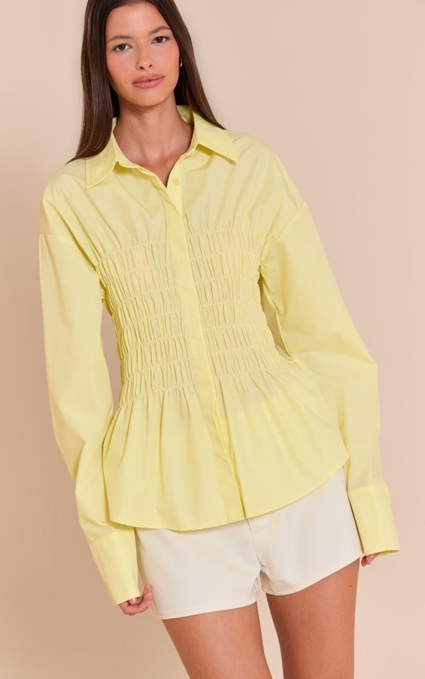 Lemon Shirred Fitted Shirt