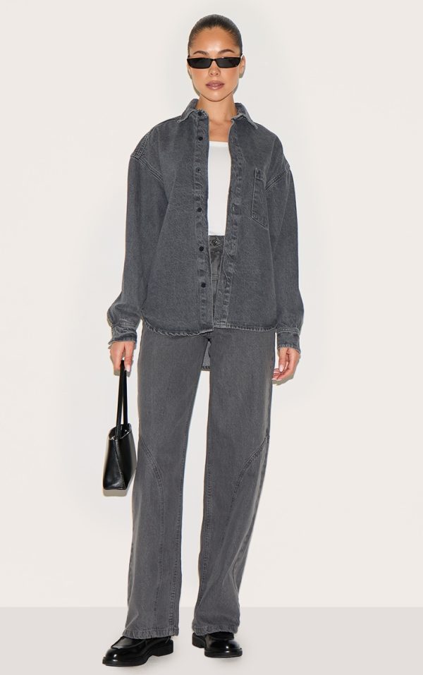 Grey High Waist Western Seam Detail Jeans
