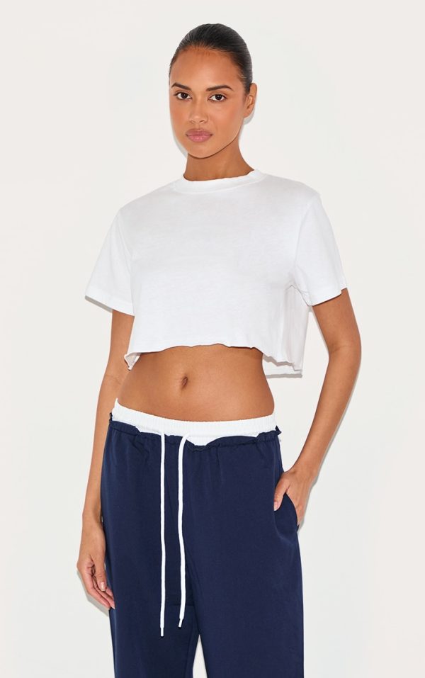 Cotton White Oversized Crop T-Shirt
