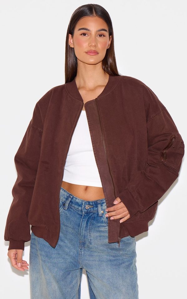 Chocolate Classic Oversized Bomber Jacket