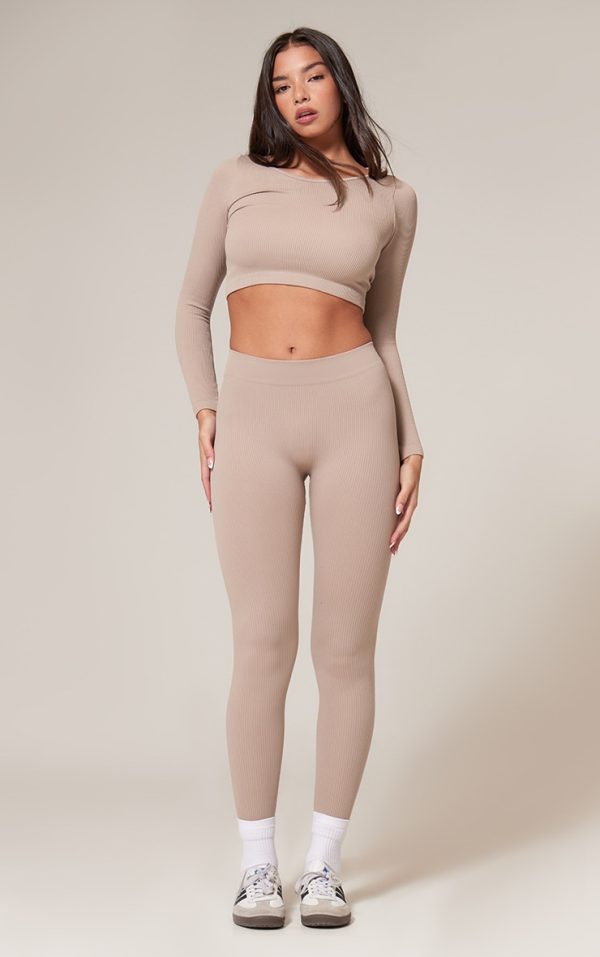 Stone Structured Snatched Rib Leggings