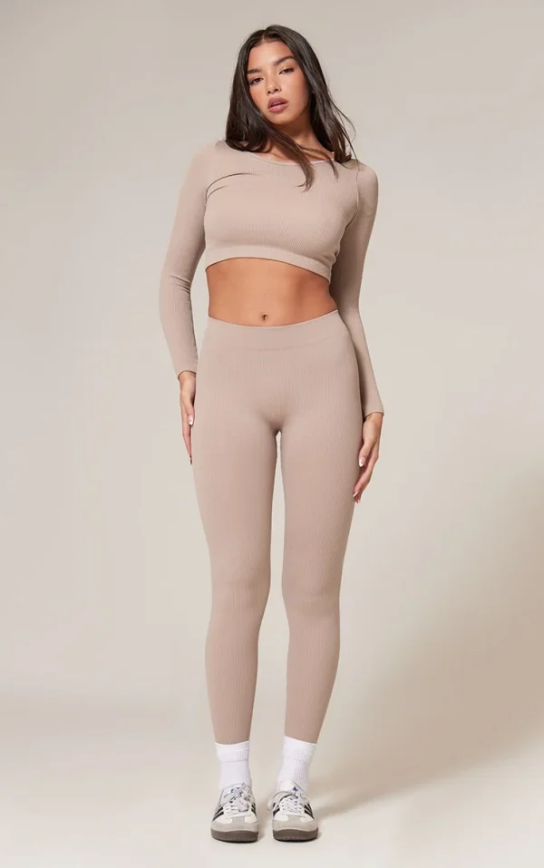 Stone Structured Snatched Rib Leggings