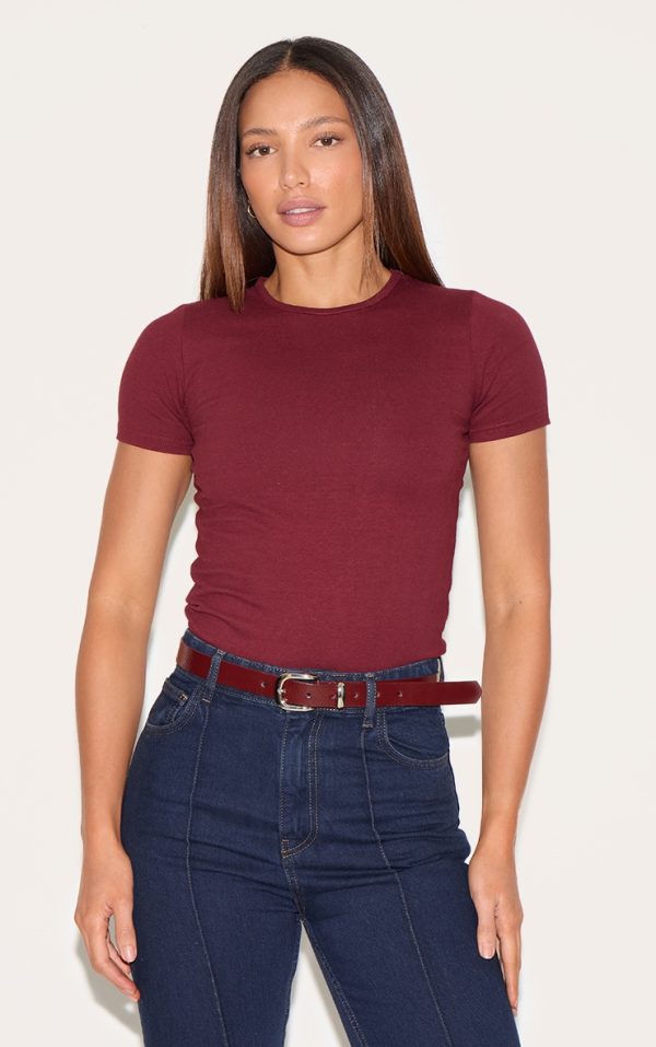 Tall Burgundy Premium Cotton Cap Sleeve T-shirt
