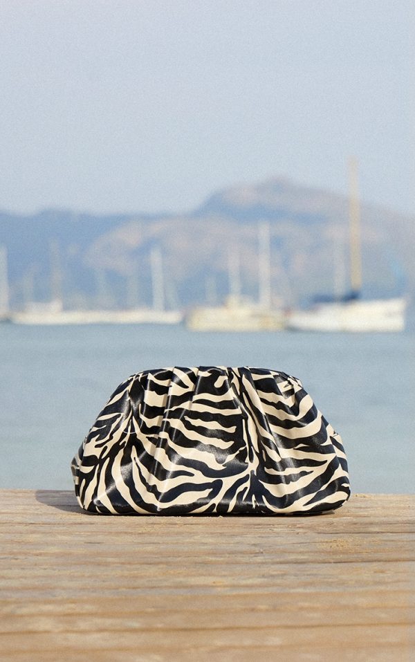 Zebra Oversized Ruched Clutch