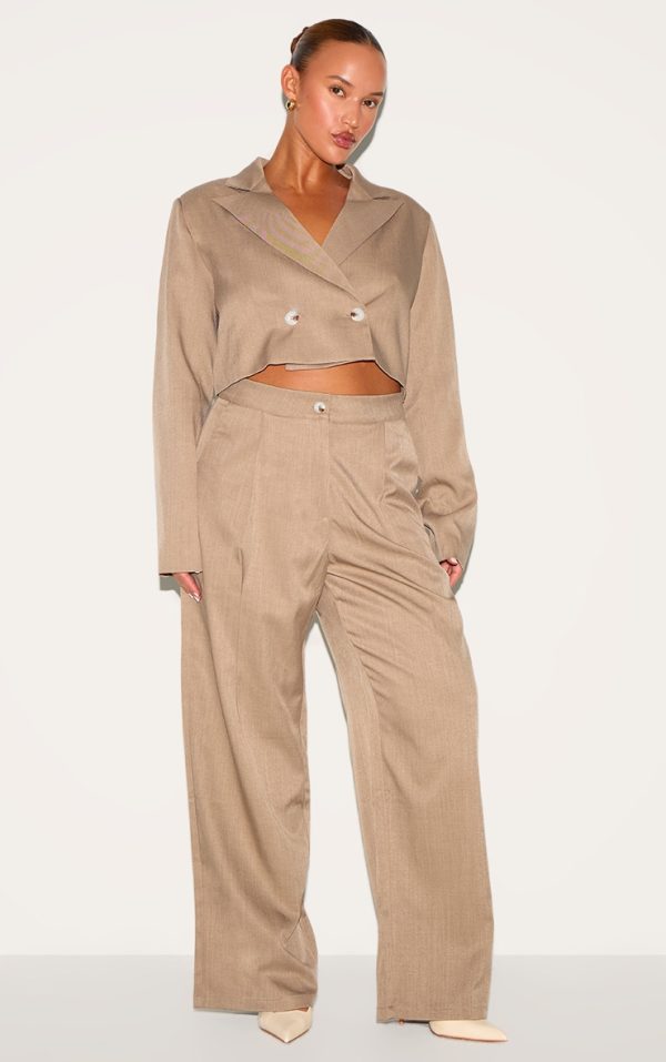 Plus Mushroom Tailored Woven Wide Leg Pants