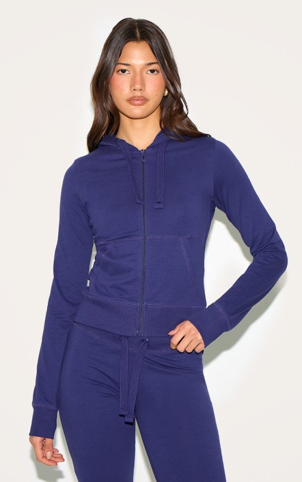 Indigo Blue Zip Up Fitted Track Top