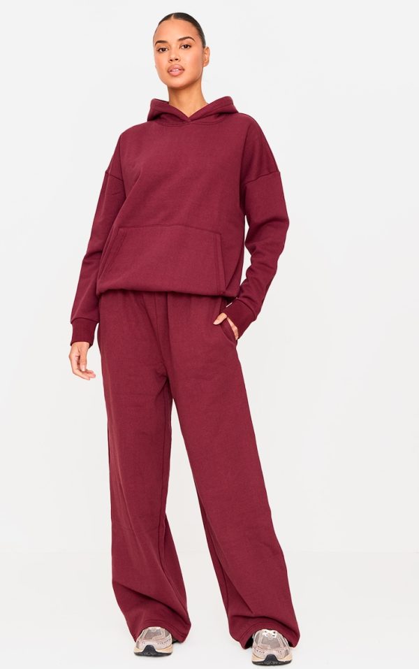 Burgundy Premium Thin Waistband Straight Leg Sweatpants