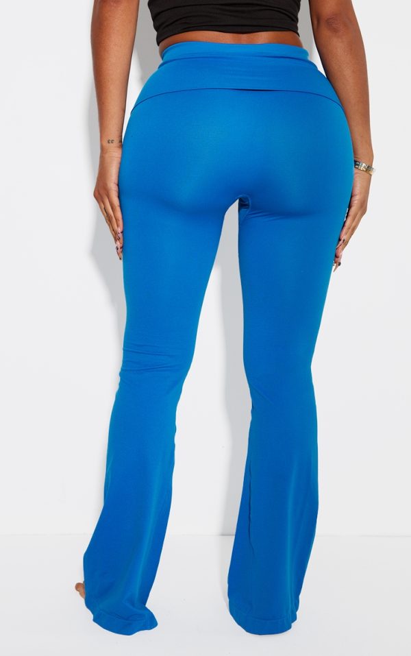 Shape Blue Stretch Seamless Foldover Waist Flare Pants