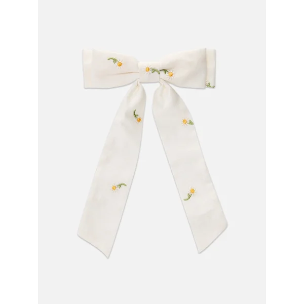 Daisy Floral Hair Bow - White