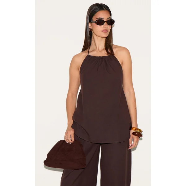 Dark Brown Halterneck Top