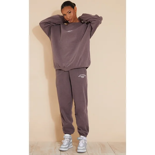 Dark Brown Santa Monica Washed Embroidered Sweatpants