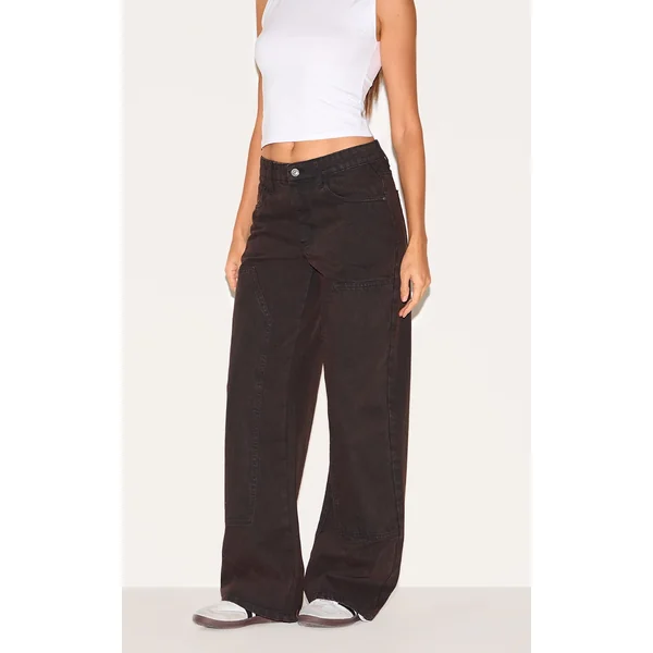 Dark Chocolate Carpenter Style Cargo Pocket Jeans