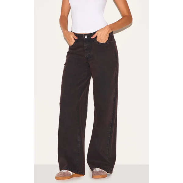 Dark Chocolate Low Waist Wide Leg Jeans
