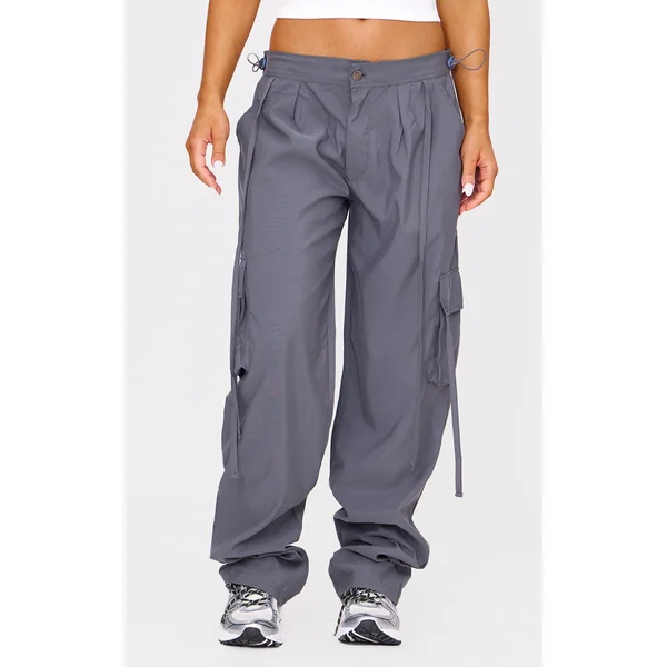 Dark Grey Lightweight Shell Low Rise Cargo Ttrousers