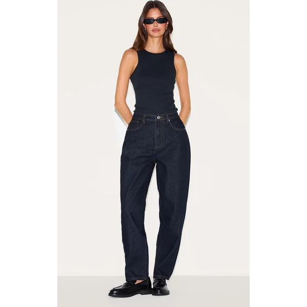 Dark Indigo High Waist Mom Jeans