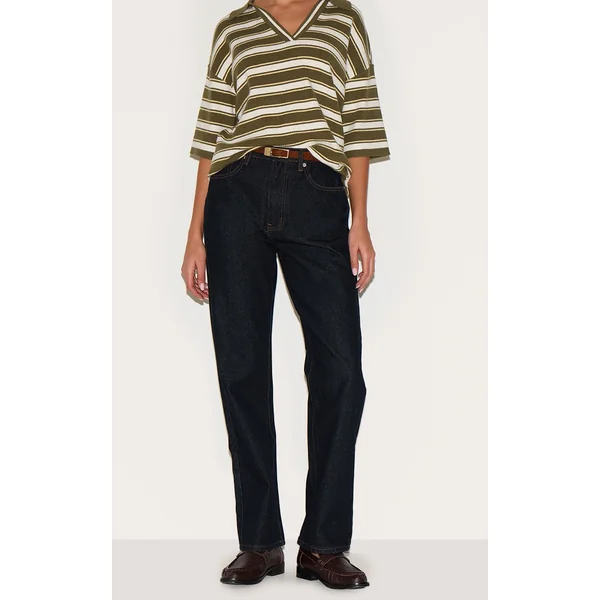 Dark Indigo High Waist Straight Leg Jeans