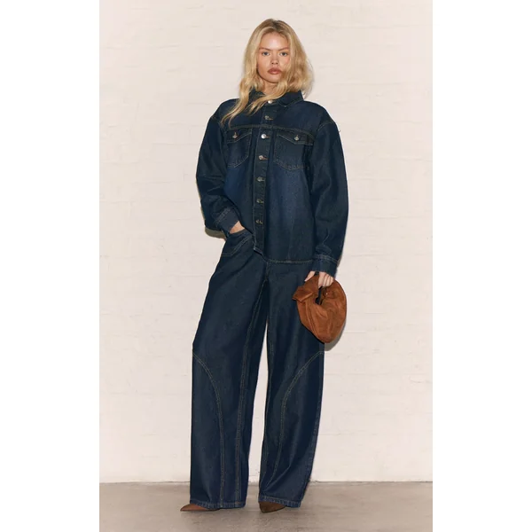 Dark Indigo High Waist Western Seam Detail Jeans