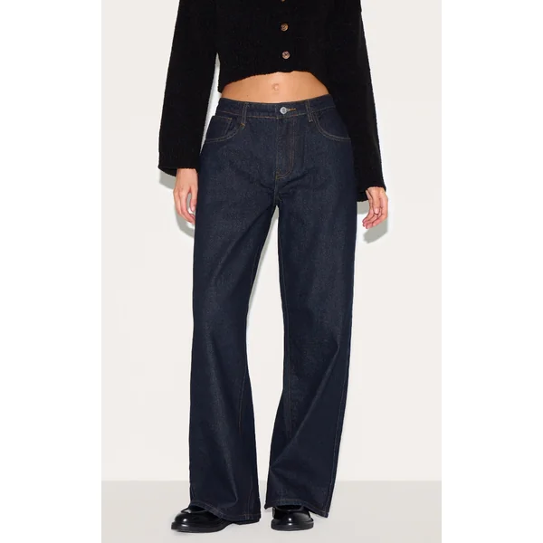 Dark Indigo Low Rise Boyfriend Jeans