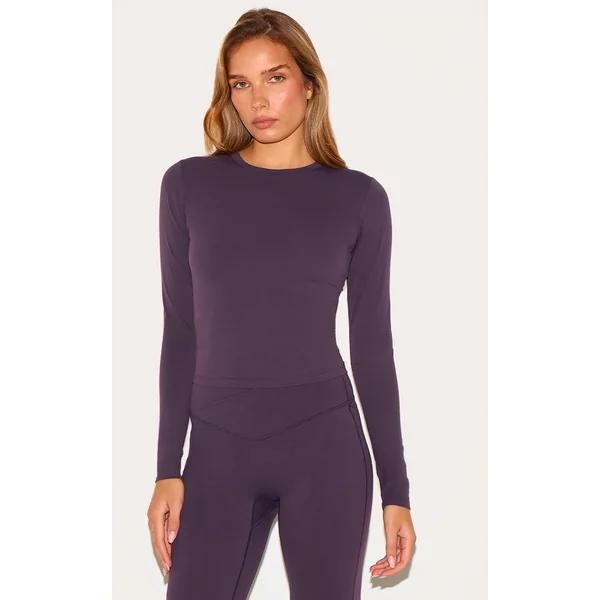 Dark Plum Ultimate Sculpt Long Sleeve Crop Gym Top