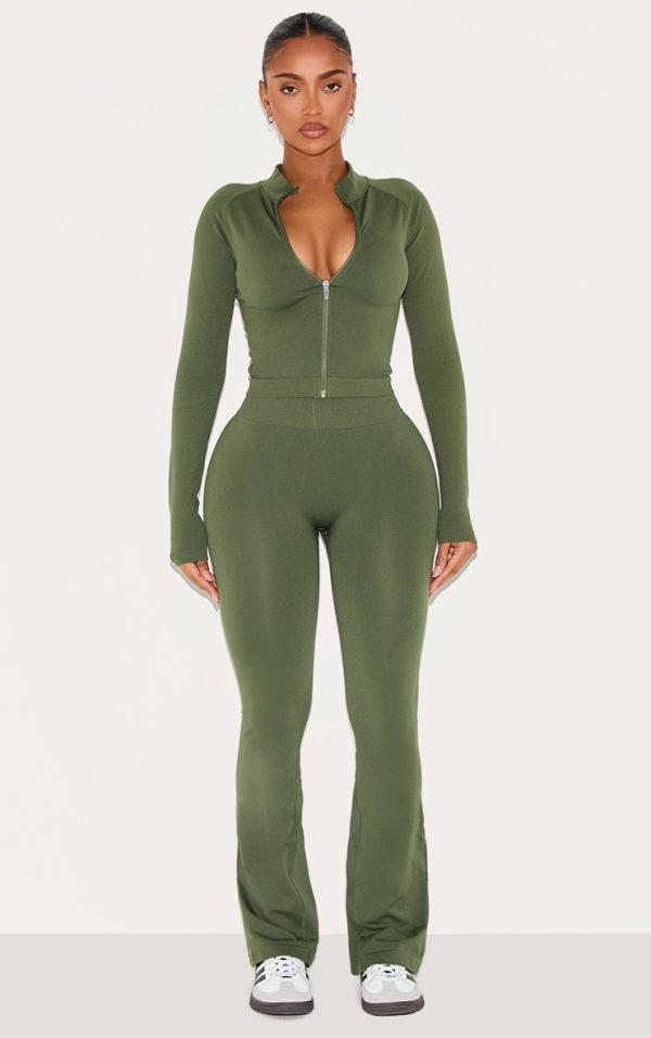 Shape Forest Green Seamless Active Highwaisted Ruched Bum Flares
