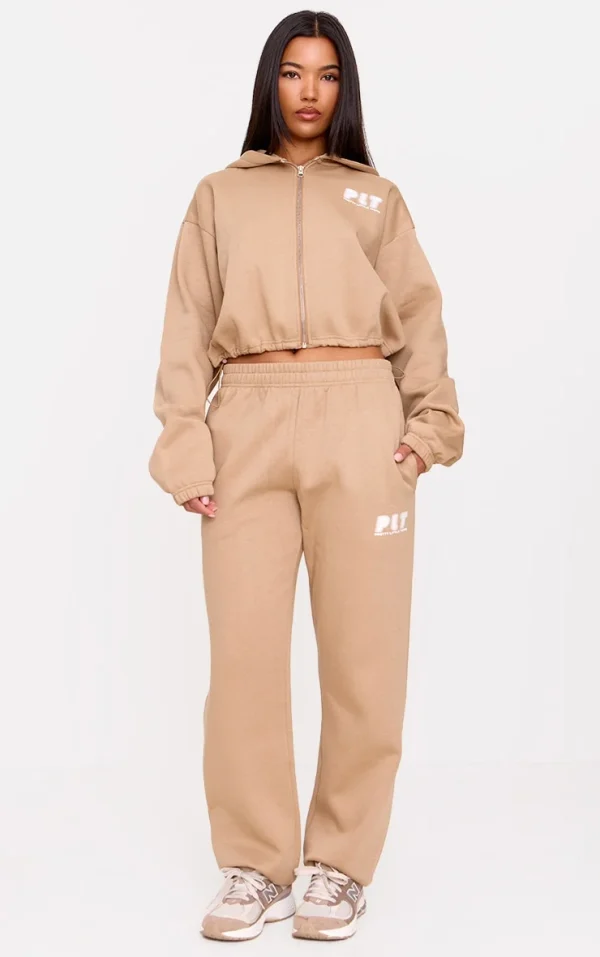 PRETTYLITTLETHING Taupe Oversized Cuffed Sweatpants