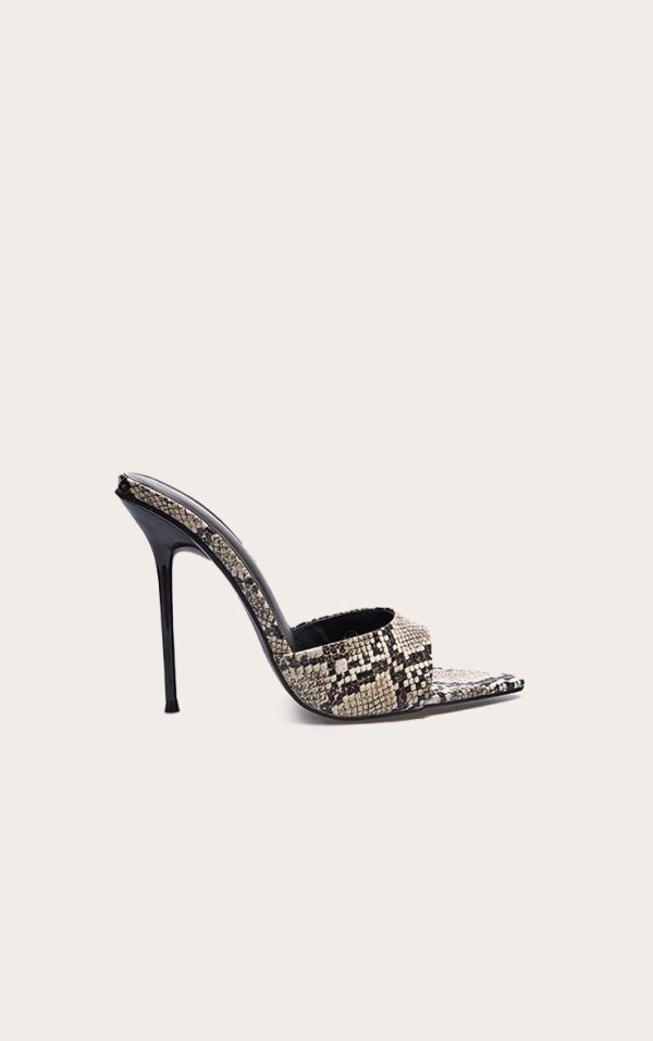 Snake Pu Point Toe High Stiletto Heeled Mules