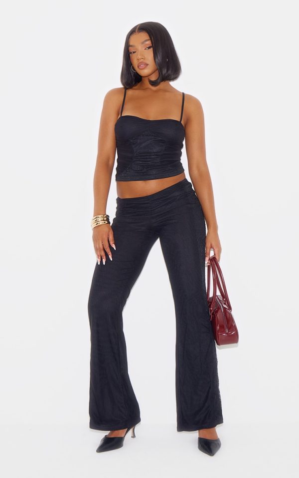 Black Lace Mesh Panel Skinny Flares