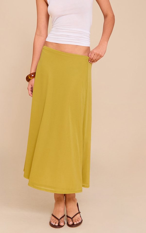 Olive Double Layer Chiffon Floaty Midaxi Skirt