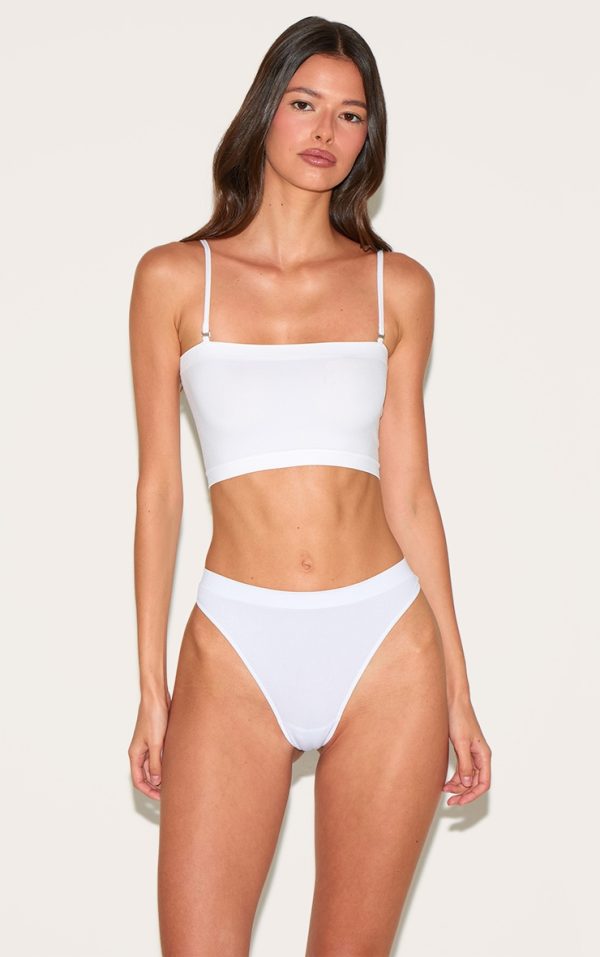 White Seamless Bandeau Removeable Strap Bra