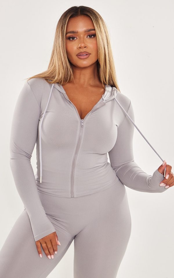 Shape Grey Sculpted Zip Through Hoodie