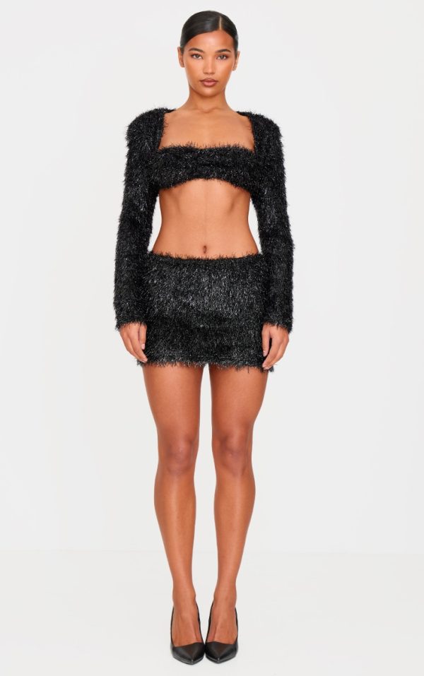 Black Confetti Look Micro Mini Skirt