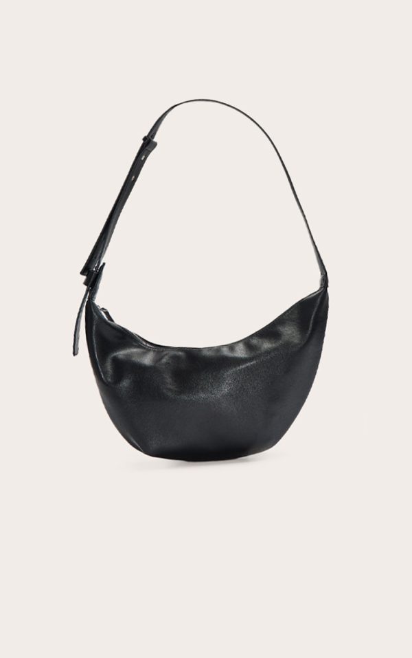 Black Slouchy Crescent Cross Body Bag