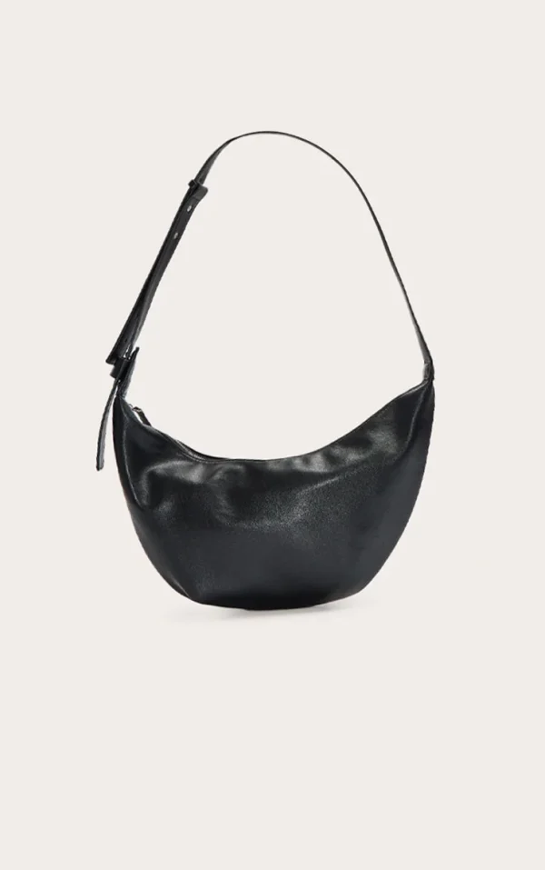 Black Slouchy Crescent Cross Body Bag