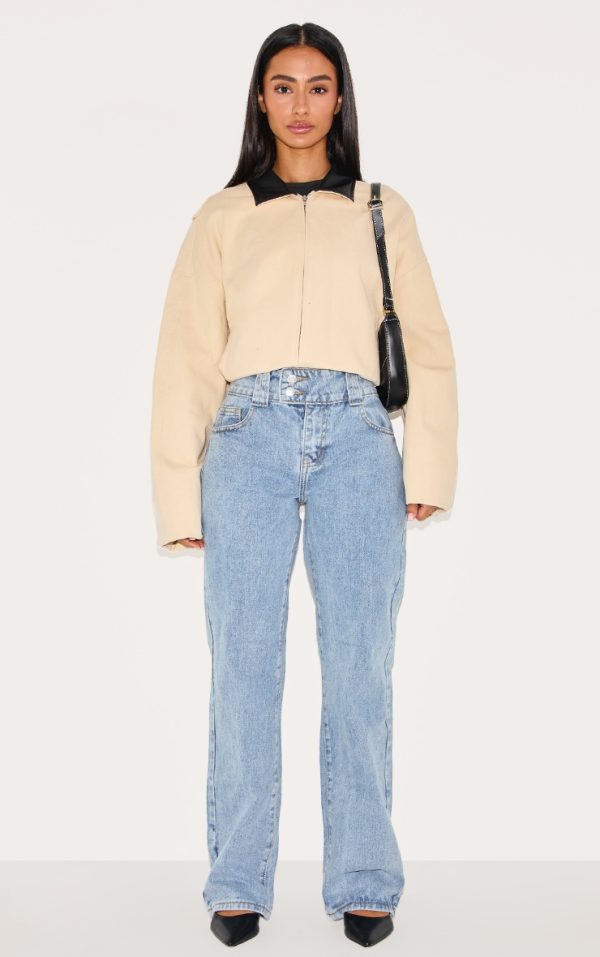Petite Light Blue Wash Denim Straight Leg Jeans