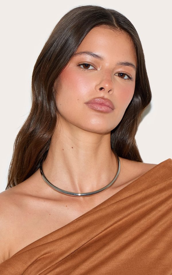 Silver Metal Bar Choker