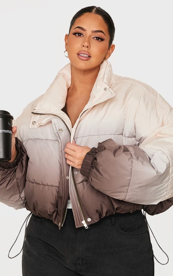 Plus Brown Ombre Puffer