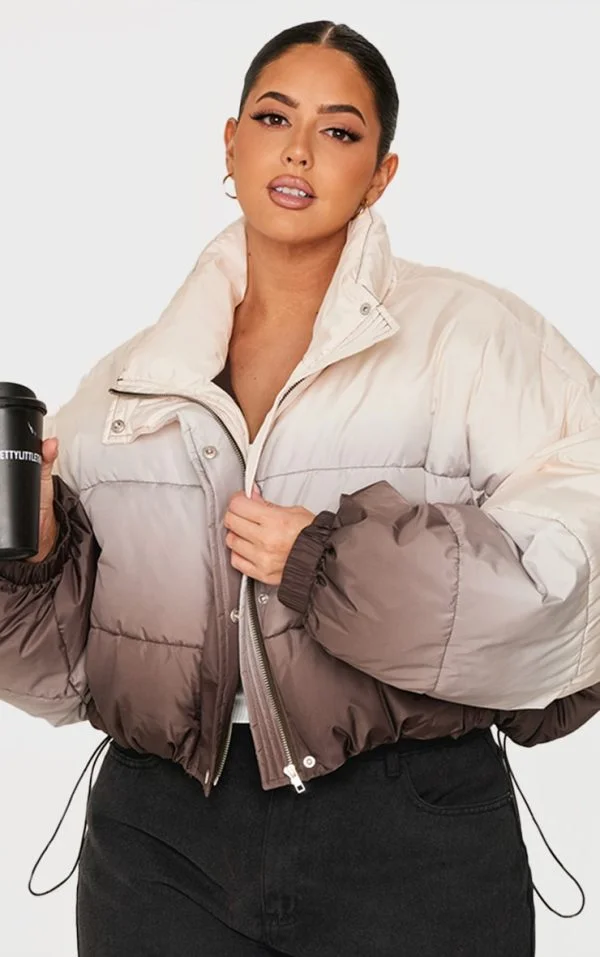 Plus Brown Ombre Puffer