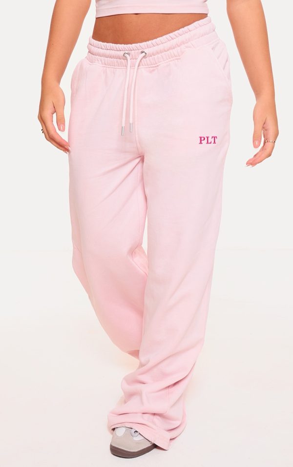 PRETTYLITTLETHING Light Pink Washed Oversized Low Rise Wide Leg Sweatpant
