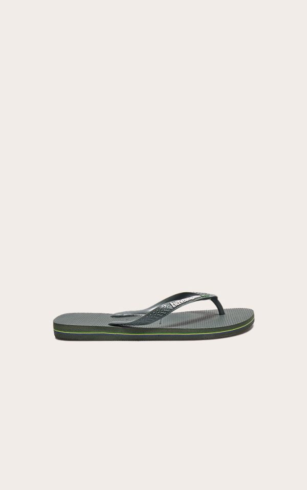 Green Havaianas Brasil Logo Top Classic Flip Flops