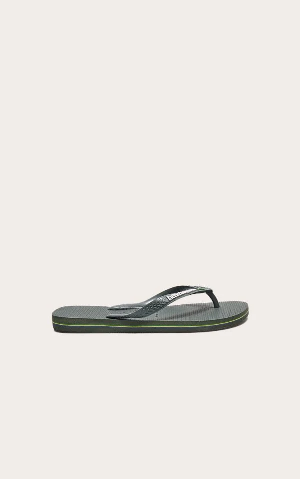 Green Havaianas Brasil Logo Top Classic Flip Flops
