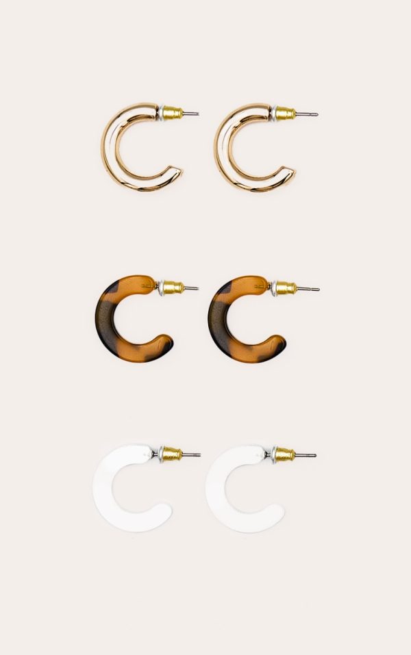Tortoiseshell Slim Hoop Multi-pack Earrings