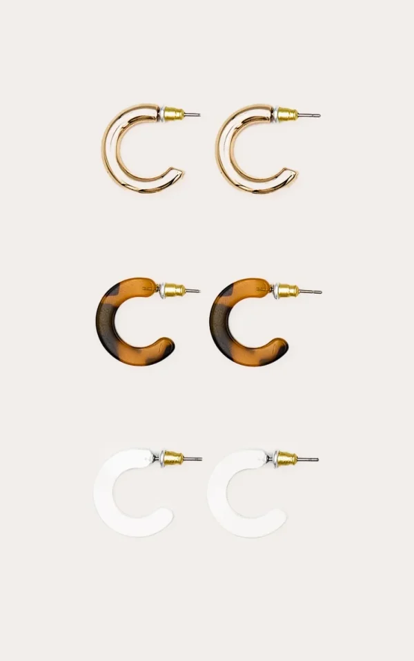 Tortoiseshell Slim Hoop Multi-pack Earrings